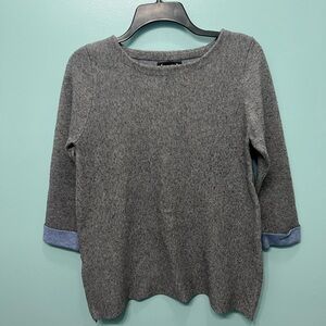 Nanette Lepore Wool Gray Sweater with Blue and Zippered Accents